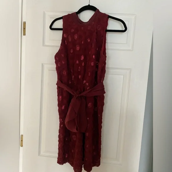 anthropologie red sequin dress MISHA Sapphire Sequin Plunge Maxi Gown